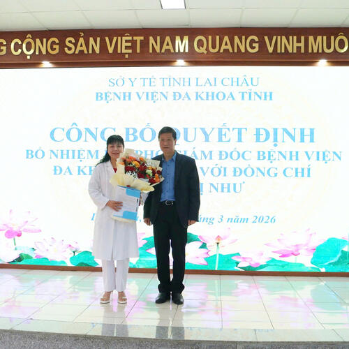 BỆNH VIỆN ĐA KHOA TỈNH LAI CHÂU TRAO QUYẾT ĐỊNH BỔ NHIỆM LẠI PHÓ GIÁM ĐỐC BỆNH VIỆN